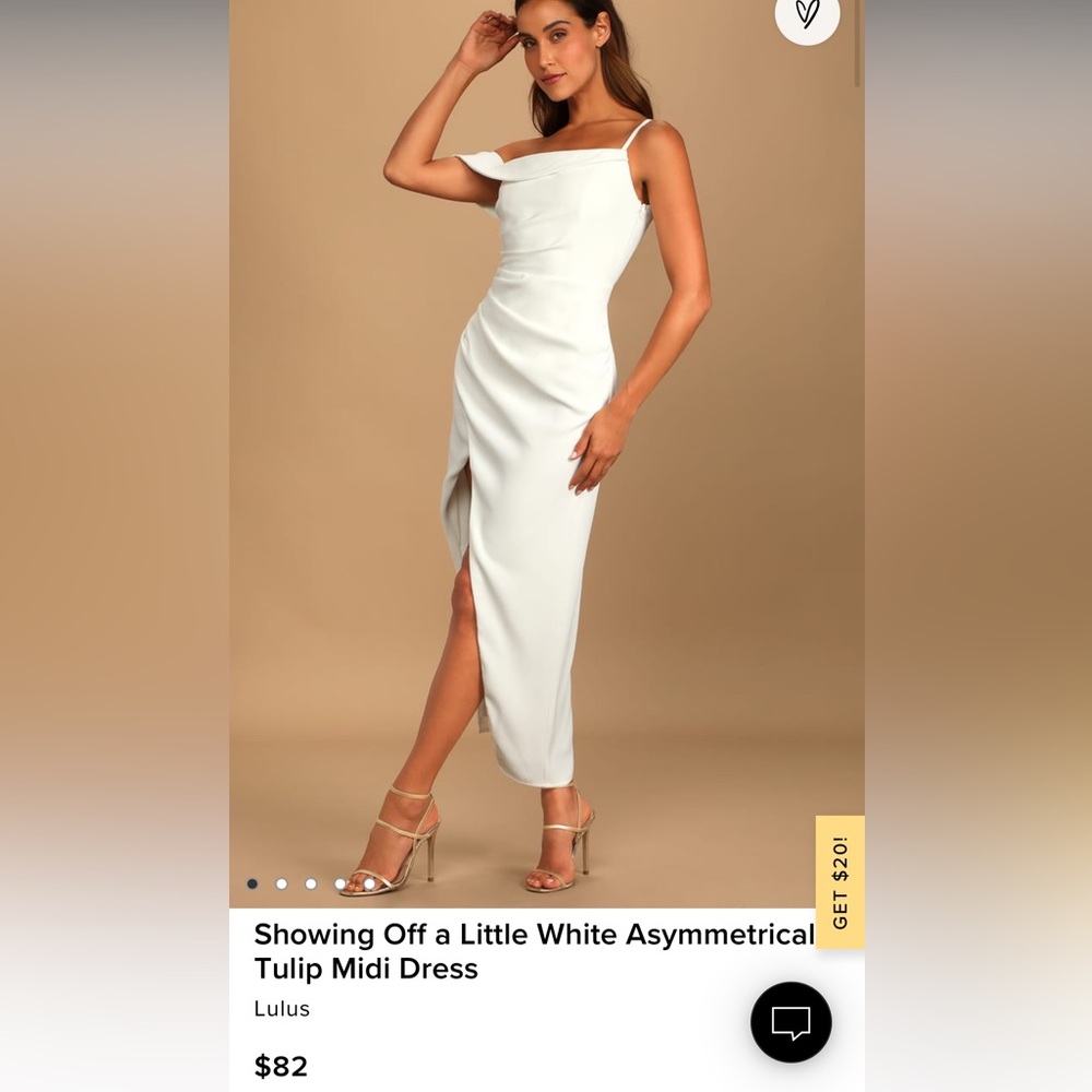 Lulus White Asymmetrical Tulip Midi Dress